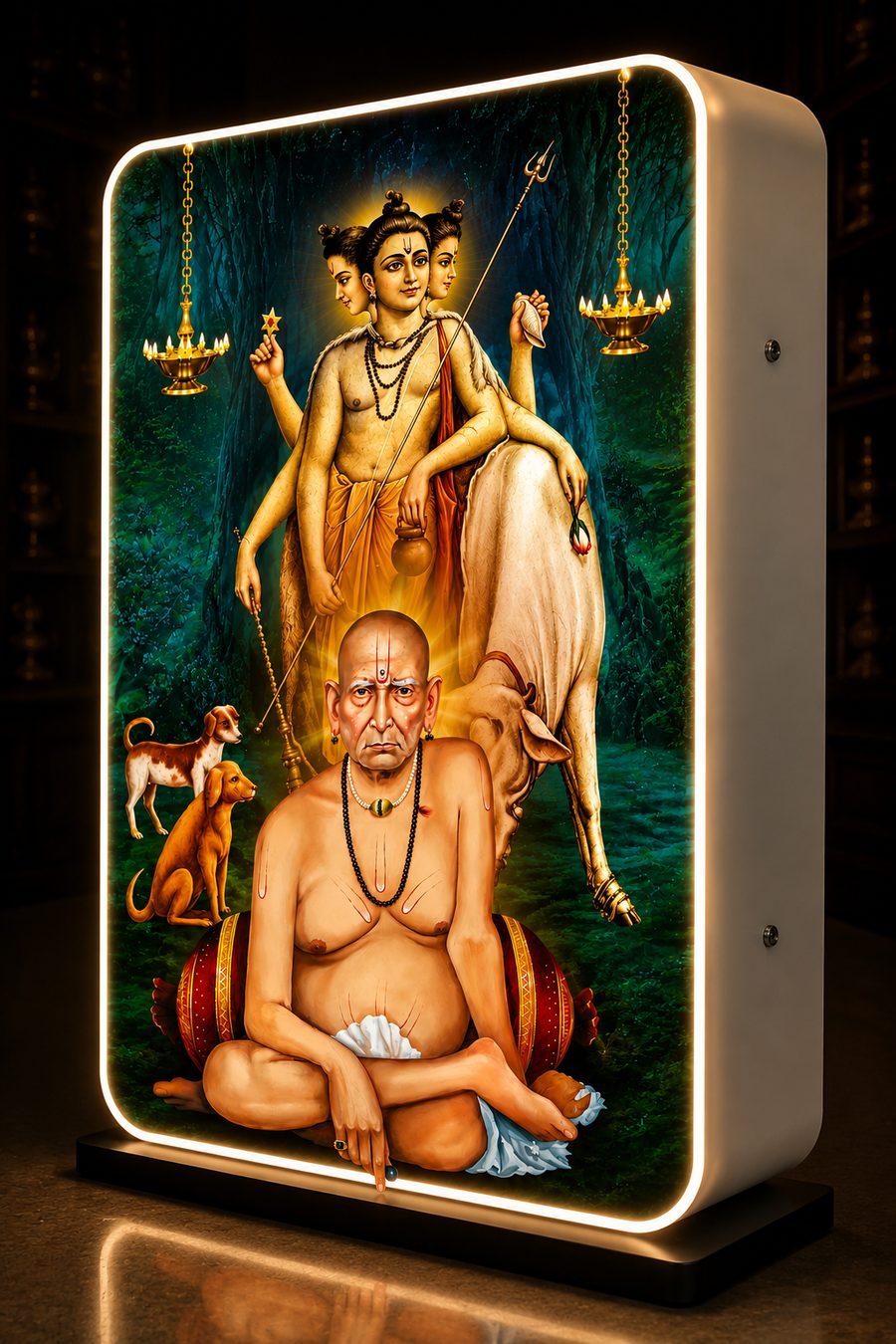 श्री स्वामी समर्थ व श्री दत्तात्रेय LED फोटो फ्रेम