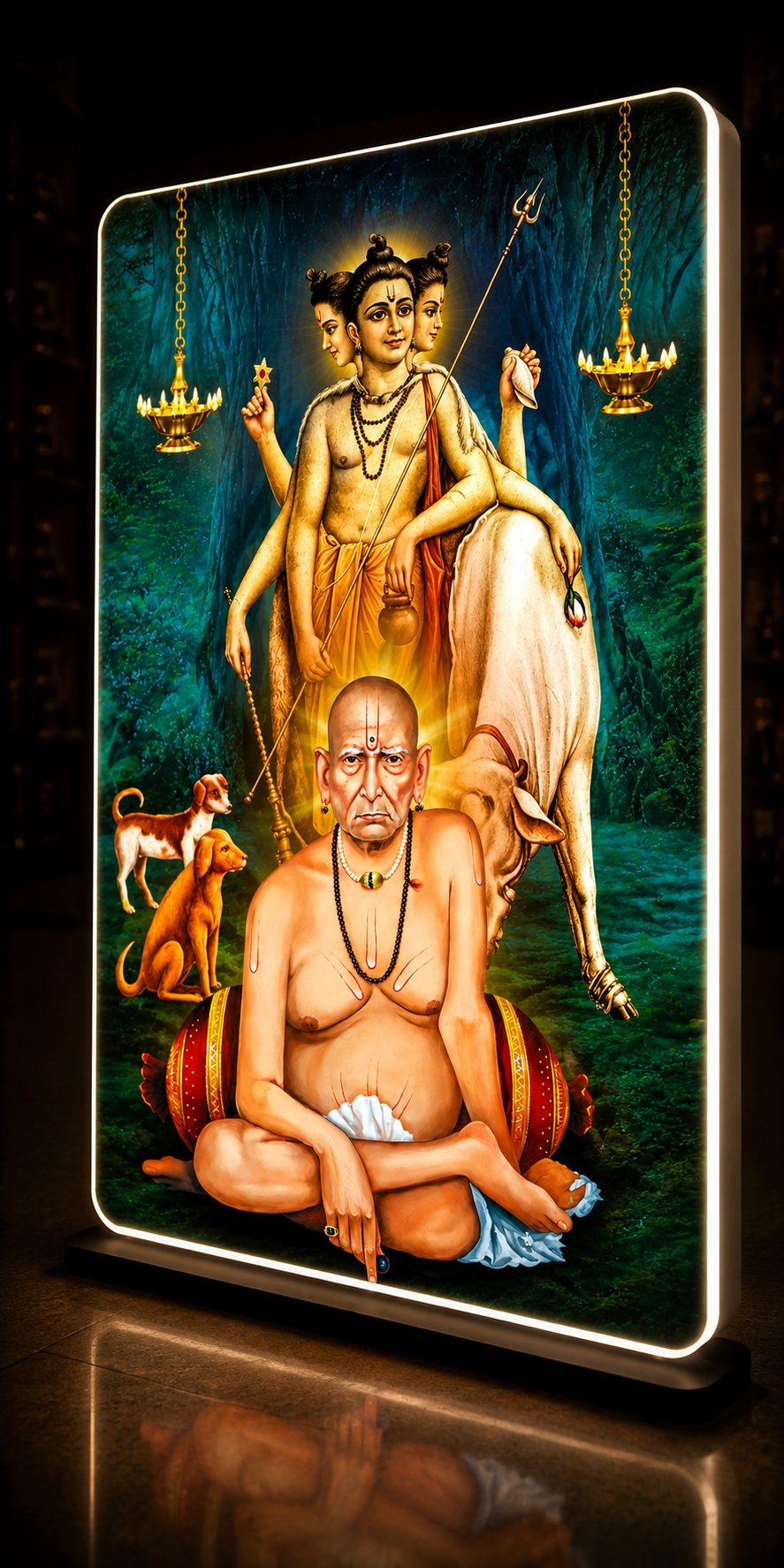 श्री स्वामी समर्थ व श्री दत्तात्रेय LED फोटो फ्रेम